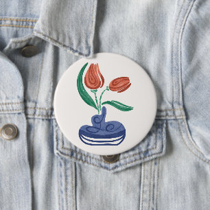 Chapa Redonda De 10 Cm Vasa moderna con tulipanes Arte De Vida Con Flor