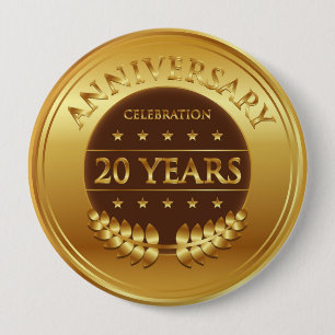 Chapa Redonda De 10 Cm Veinte años del aniversario de la celebración de