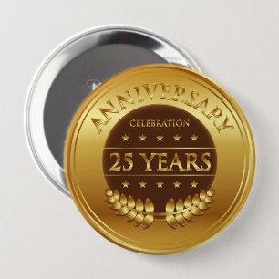 Chapa Redonda De 10 Cm Veinticinco años del aniversario de medalla de or