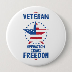 Chapa Redonda De 10 Cm Veterano - Operación Libertad Iraquí   Patriótico
