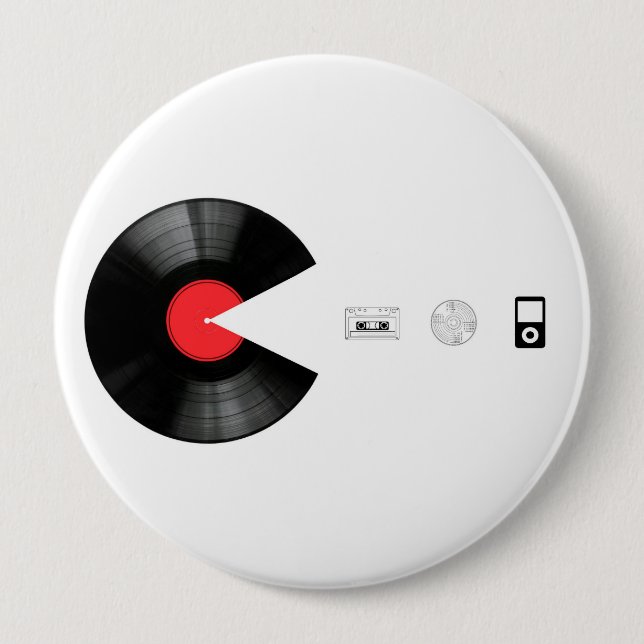 Chapa Redonda De 10 Cm VINYL VILLAIN comiendo TODO (Anverso)