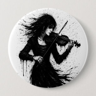 Chapa Redonda De 10 Cm Violinista Nacido de la Tinta en la Tormenta de So