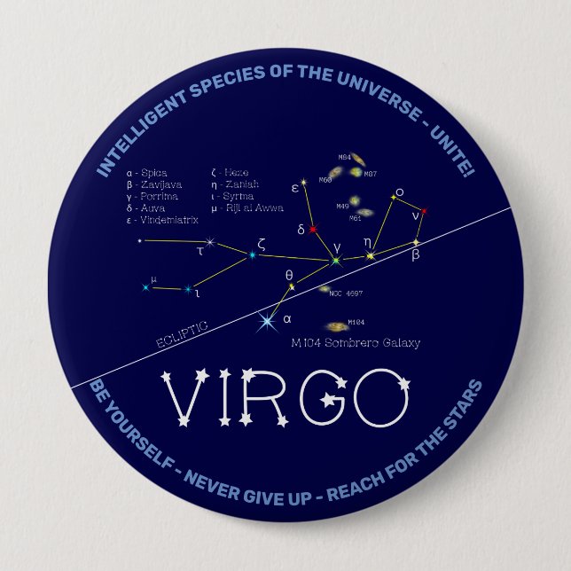 Chapa Redonda De 10 Cm Virgo de Constelación Zodiac (Anverso)