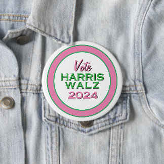 Chapa Redonda De 10 Cm Votación verde rosa HARRIS WALZ 2024 Gran campaña