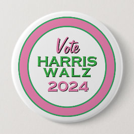Chapa Redonda De 10 Cm Votación verde rosa HARRIS WALZ 2024 Gran campaña