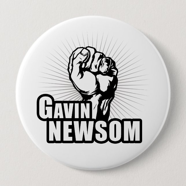 Chapa Redonda De 10 Cm Voto Gavin Newsom (Anverso)