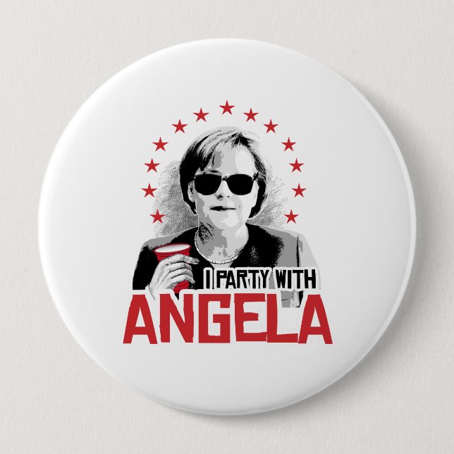 Chapa Redonda De 10 Cm Voy de fiesta con Angela - - (Anverso)