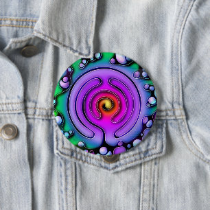 Chapa Redonda De 10 Cm Ways Of Life - Neurographic Art Pattern 2