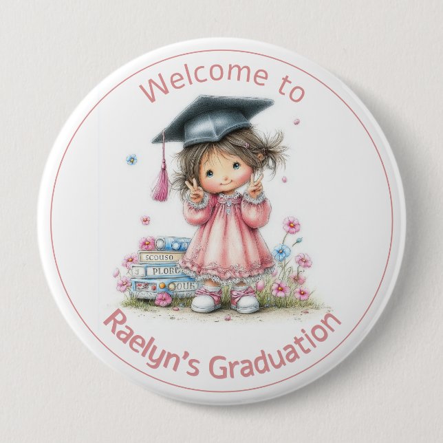 Chapa Redonda De 10 Cm Whimsical Kindergarten Graduation Celebration  (Anverso)