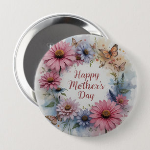 Chapa Redonda De 10 Cm WildFlowers Happy Mother's Day