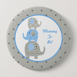 Chapa Redonda De 10 Cm Y gris mamá personalizada elefante azul a ser