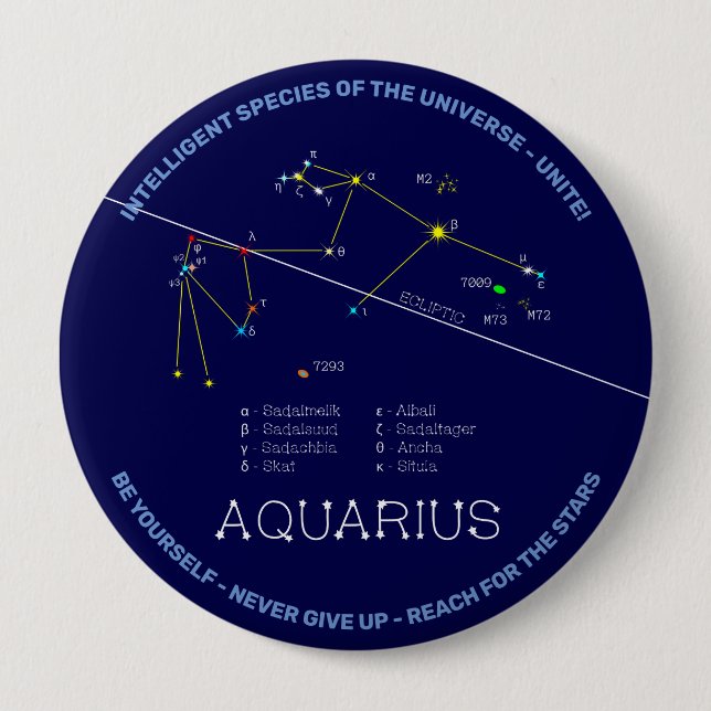Chapa Redonda De 10 Cm Zodiac Constellation Aquarius (Anverso)