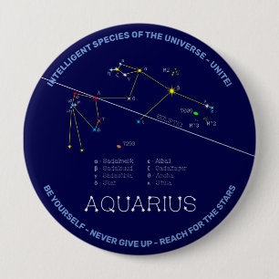 Chapa Redonda De 10 Cm Zodiac Constellation Aquarius