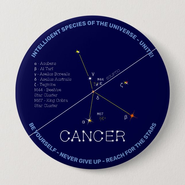 Chapa Redonda De 10 Cm Zodiac Constellation Cancer (Anverso)