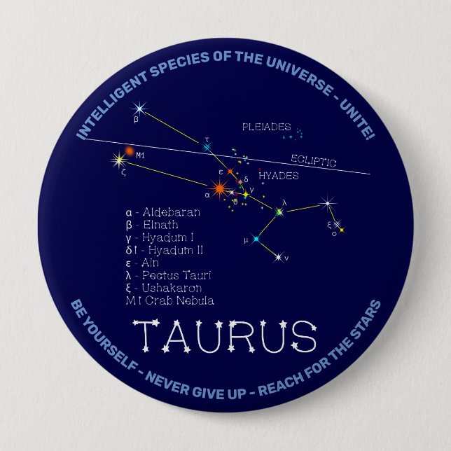 Chapa Redonda De 10 Cm Zodiac Constellation Taurus (Anverso)