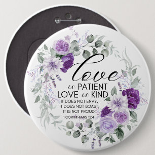 Chapa Redonda De 15 Cm 1 Corintios 13:4 El amor es la floral violeta del