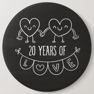 Chapa Redonda De 15 Cm 20.º Aniversario Gift Chalk Hearts