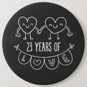 Chapa Redonda De 15 Cm 23 Aniversario Regalo Corazones de Chalk