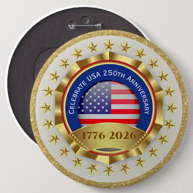 Chapa Redonda De 15 Cm 250th Anniversary USA Patriotic | 1776–2026 (Anverso y reverso)