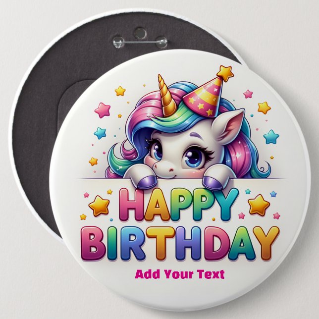 Chapa Redonda De 15 Cm #2 Agrega tu texto /Feliz Cumpleaños  (Anverso y reverso)