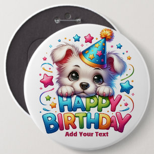 Chapa Redonda De 15 Cm #3 Agrega tu texto /Feliz Cumpleaños 