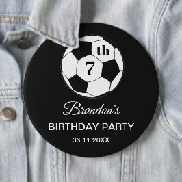 Chapa Redonda De 15 Cm 7th Birthday Party Soccer Black Boys Sports