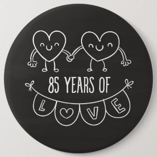 Chapa Redonda De 15 Cm 85° Aniversario Regalo Corazones de Chalk