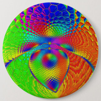 Chapa Redonda De 15 Cm a heart with a psychedelic and colorful style