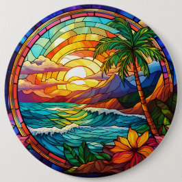 Chapa Redonda De 15 Cm acantilados tropicales arte de cristal manchado