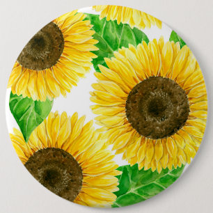 Chapa Redonda De 15 Cm acuarela de girasoles
