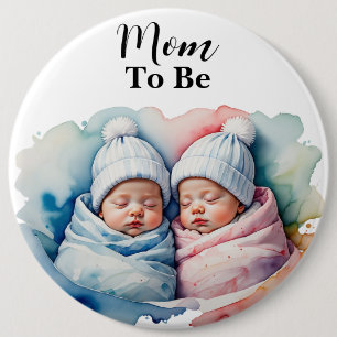 Chapa Redonda De 15 Cm Adorable niño/Chica gemelo bebe a mamá para ser bo