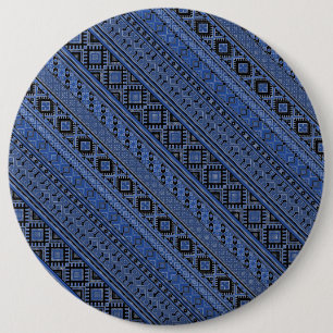 Chapa Redonda De 15 Cm Adornos de Ucrania azules negros lindos diseño