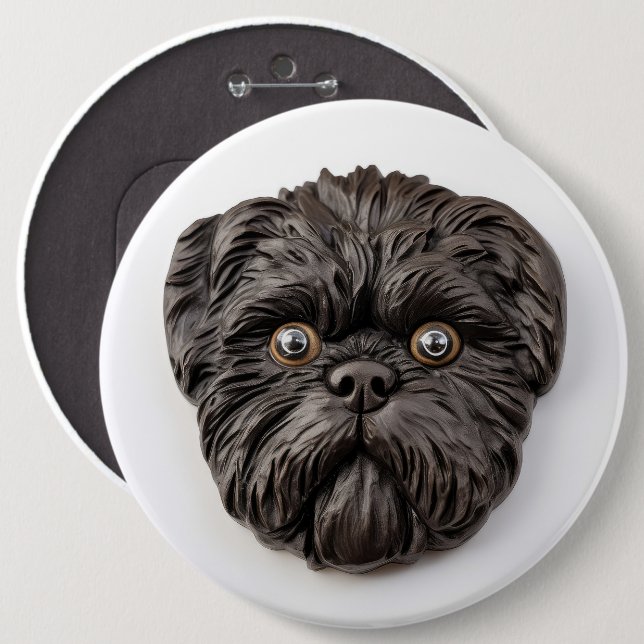 Chapa Redonda De 15 Cm Affenpinscher 3D Inspirado (Anverso y reverso)