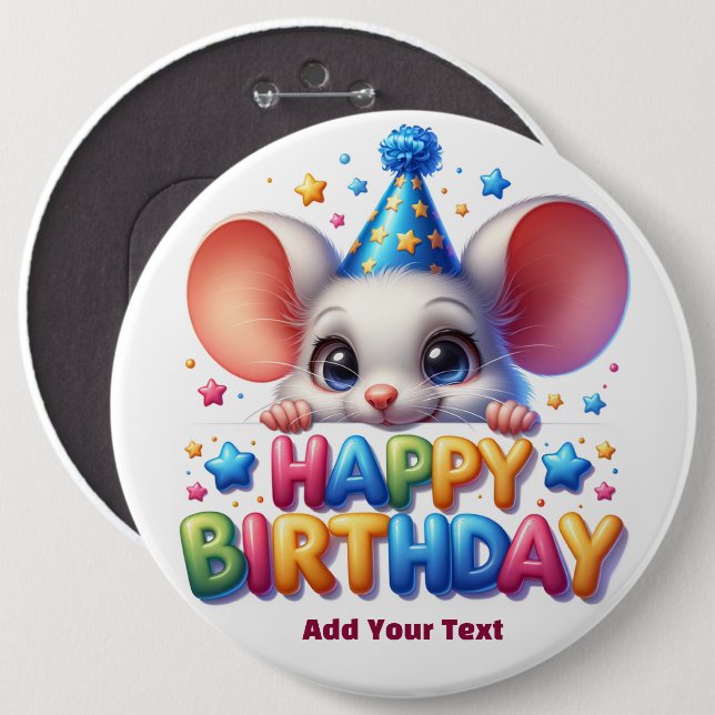 Chapa Redonda De 15 Cm Agrega tu texto /Feliz Cumpleaños  (Anverso y reverso)