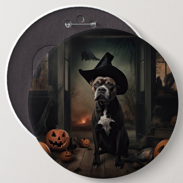 Chapa Redonda De 15 Cm Alarma de Halloween de las calabazas del Terrier d (Anverso y reverso)