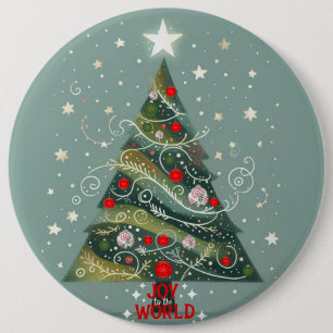 Chapa Redonda De 15 Cm Alegría por el árbol de Navidad del mundo