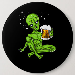 Chapa Redonda De 15 Cm Alien Beer Space UFO Cosmic Fiesta