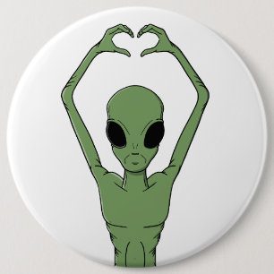 Chapa Redonda De 15 Cm Alien Heart Pose
