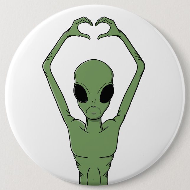 Chapa Redonda De 15 Cm Alien Heart Pose (Anverso)