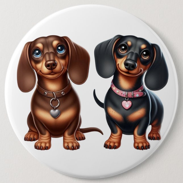 Chapa Redonda De 15 Cm Amigos de Cute Dachshund (Anverso)