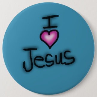 Chapa Redonda De 15 Cm Amo a Jesús Me Corazón Jesús Azul