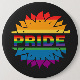 Chapa Redonda De 15 Cm Amor del orgullo LGBT+. Flor de arcoíris Imán de b