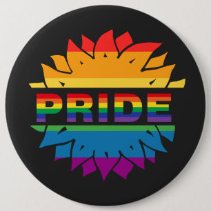 Chapa Redonda De 15 Cm Amor LGBT+Orgullo: flor arco iris Magnet