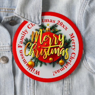 Chapa Redonda De 15 Cm Añadir su nombre familiar Año Navidades Mensaje ro
