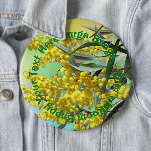 Chapa Redonda De 15 Cm Añadir Wattle & Gum de texto deja una gran insigni
