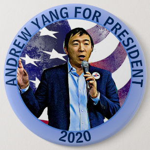 Chapa Redonda De 15 Cm Andrew Yang para el apoyo del presidente 2020 a la