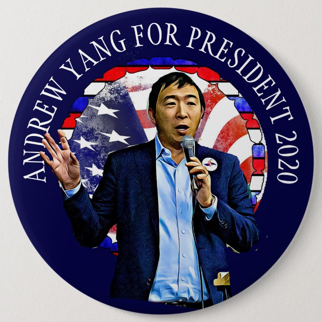 Chapa Redonda De 15 Cm Andrew Yang para las elecciones presidenciales 202 (Anverso)