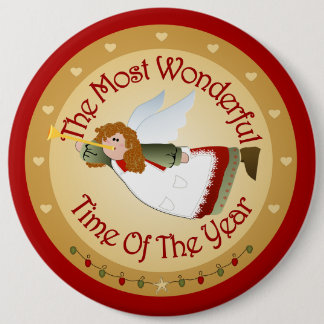 Chapa Redonda De 15 Cm Ángel de Navidades de botones grandes