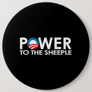 CHAPA REDONDA DE 15 CM ANTI-OBAMA - PODER AL SHEEPLE