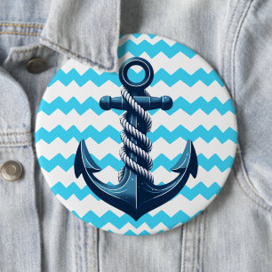 Chapa Redonda De 15 Cm Anuncio azul con olas azules